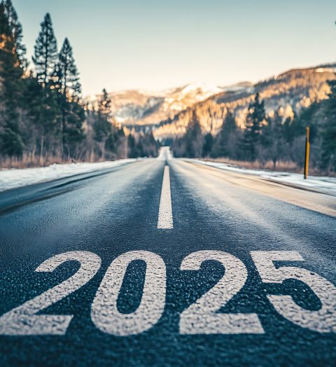 2025 new year road concept with landscape